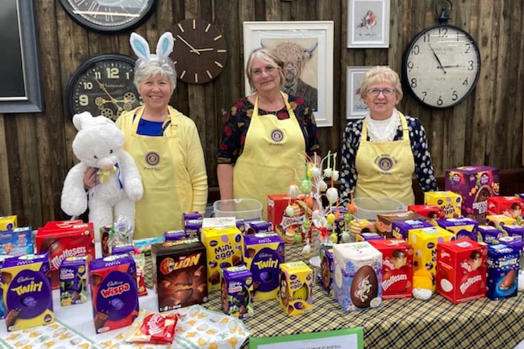 Pat Bryar, Dawn Surl and Ruth Hancock of St Austell Inner Wheel with the Easter eggs.