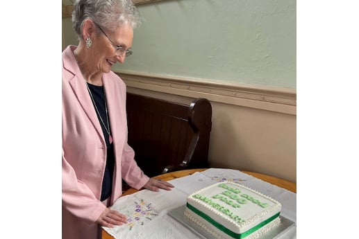 Carol Cockman baked the special anniversary cake.
