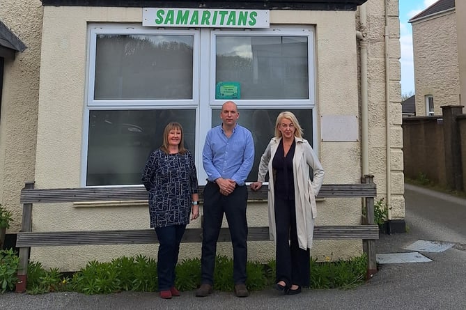 Helen Newton, Duchy Health Charity Limited; Cllr Louis Gardner, Portfolio Holder for Economy; and Sue Wilkins, director of Cornwall Samaritans.