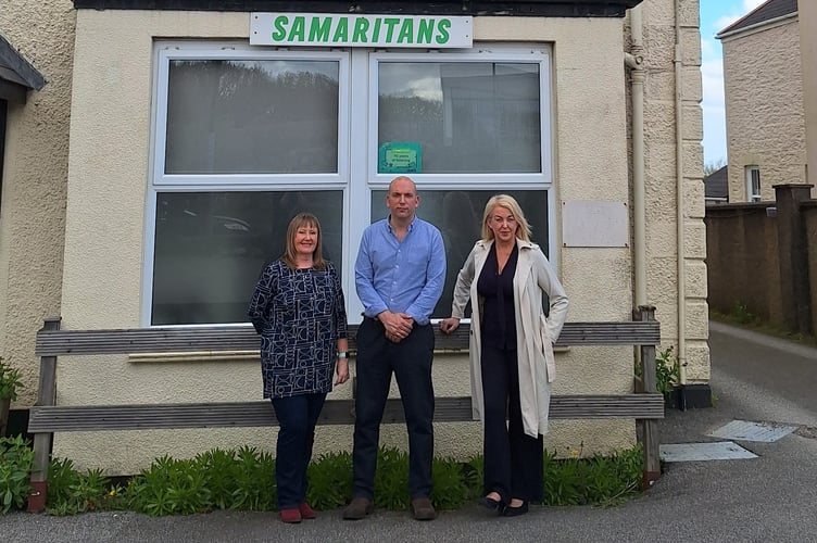 Helen Newton, Duchy Health Charity Limited; Cllr Louis Gardner, Portfolio Holder for Economy; and Sue Wilkins, director of Cornwall Samaritans.
