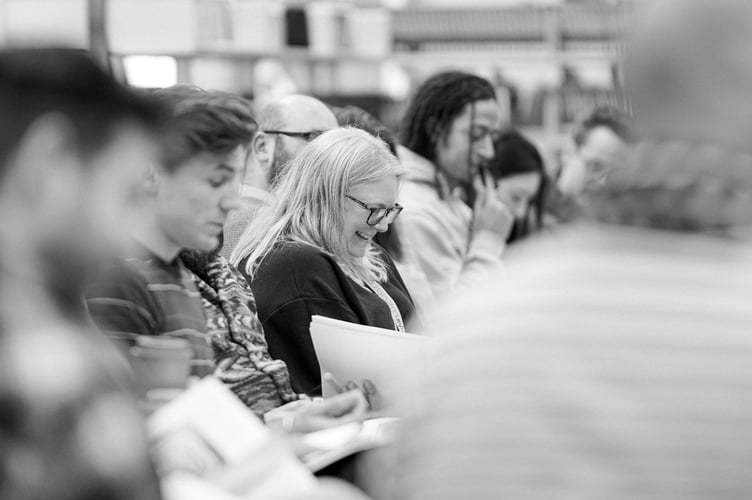 Kirsty Cotton (centre) at an initial cast read-through of Peter Pan 
