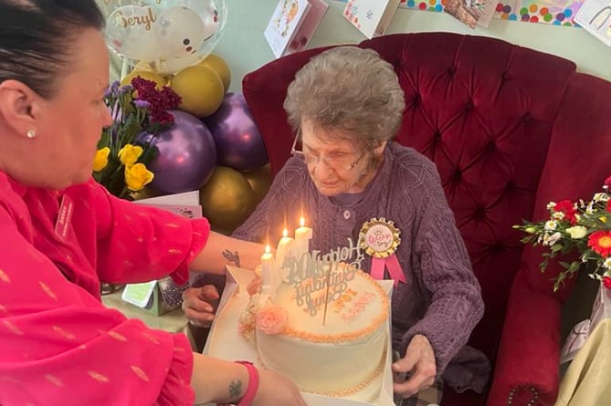 Beryl Lobb celebrated his 104th birthday at the Caprera care home in St Austell.