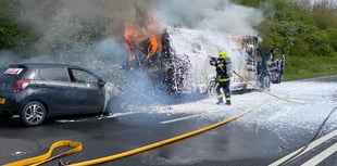 Major delays after car fire on A38 