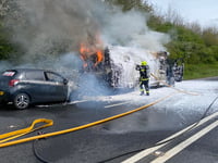 Major delays after car fire on A38 