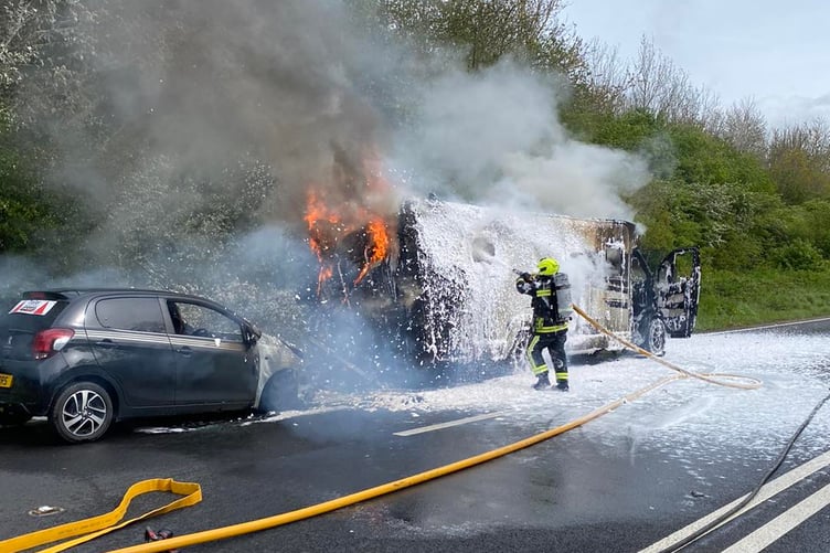 Crews used foam to extinguish the fire