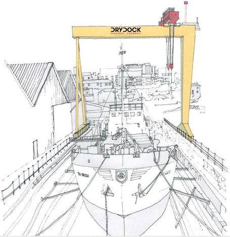 An artist's illustration of the proposed crane at Penzance Dry Dock 