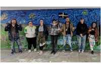 Students create underpass mural inspired by work of Vincent van Gogh