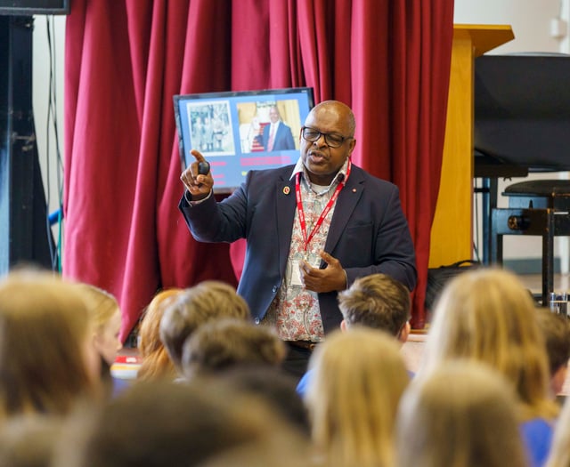 Floyd Steadman OBE speaks at Roseland school