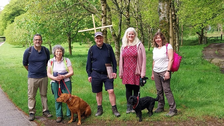 Rev Paul Salaman beating the bounds with Probus parishioners