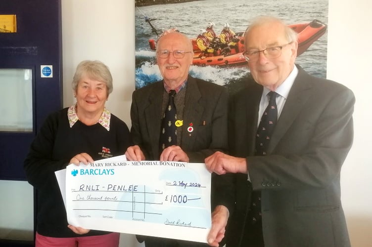 Pictured at Penlee Lifeboat Station are l-r, Janet Madron, David Rickard and Dr Hersant
