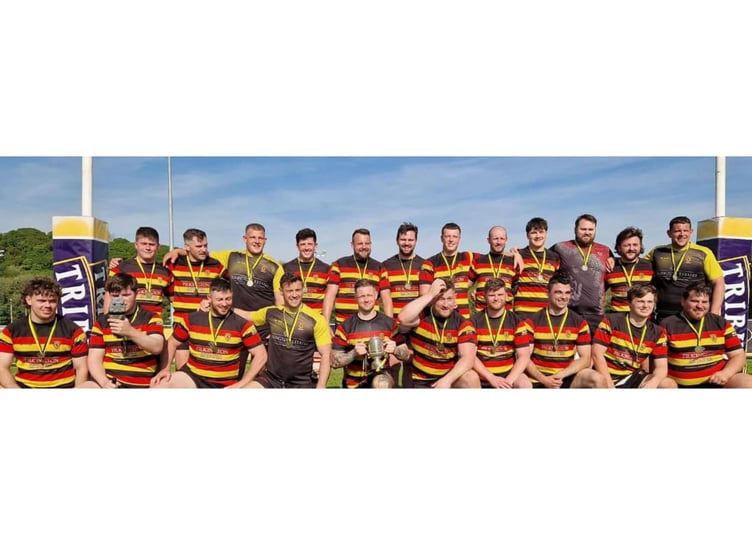 Saltash celebrate winning the Cornwall Clubs Cup at Polson Bridge.