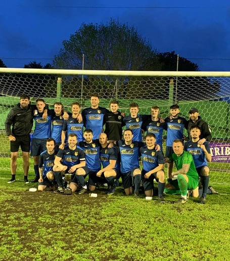 St Dominick's players and staff were all smiles after a superb performance at Blaise Park.