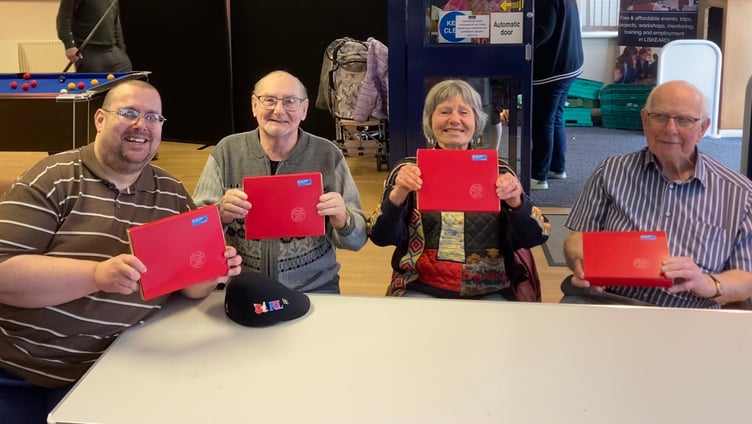 Letterbox Hamper Company goodies presented at Age UK Cornwall's Step into Wellness group in Liskeard