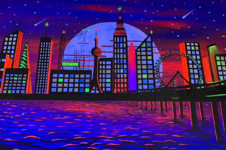 Detail from a painting by Sue Burley who is taking part in the exhibition.