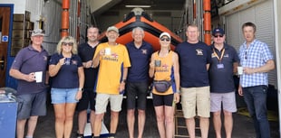 Couple walking the British coastline in aid of the RNLI visit Newquay 