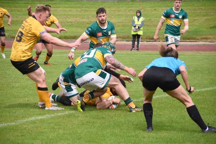 Cornwall's Nathan Conroy scores his fourth try in his last five games. Picture: Rob Hare