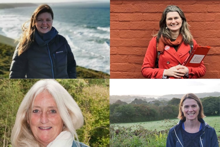 Conservative – Cherilyn Mackrory (top left), Labour – Jayne Kirkham (top right), Green Party – Karen La Borde (bottom left), Liberal Democrats – Ruth Gripper (bottom right). Note pictured: Reform UK – Steven Rubidge.
