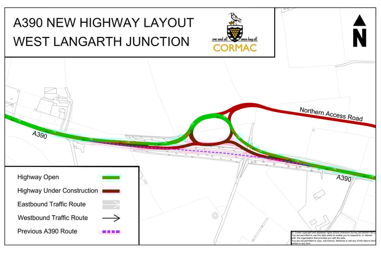 new road layout at West Langarth junction