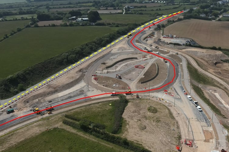 The road layout changes viewed from above