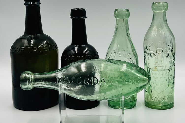 A selection of Magor Davey bottles, part of the Cornish Bottle Archive