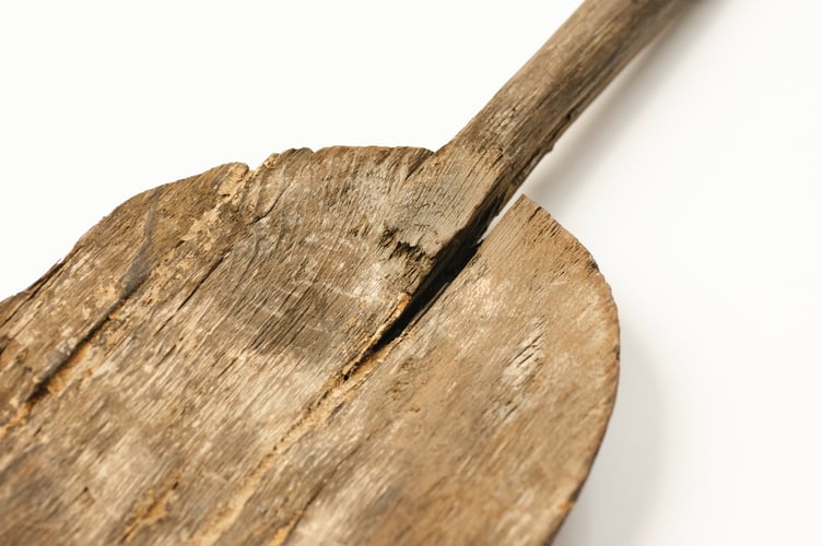 The Bronze Age oak shovel held at the Royal Cornwall Museum