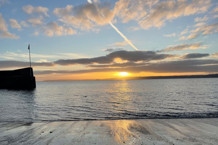 Sunset over the water