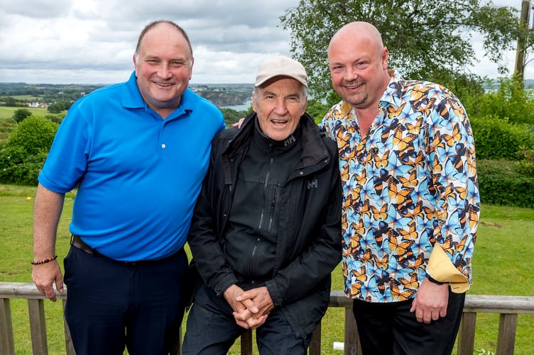Porthpean Golf Club general manager Mark Grieve, actor Larry Lamb and Shane Soloman. Picture: Paul Williams