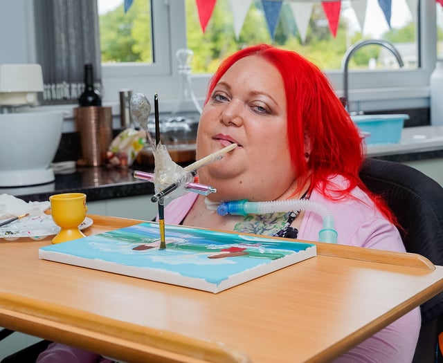Paralysed woman overcame the odds to paint with her mouth