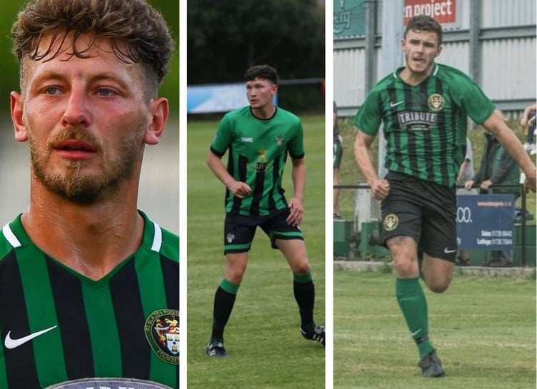 Torpoint Athletic's new signings. From left: Luke Cloke, Lewis Vooght and Matty Edwards.