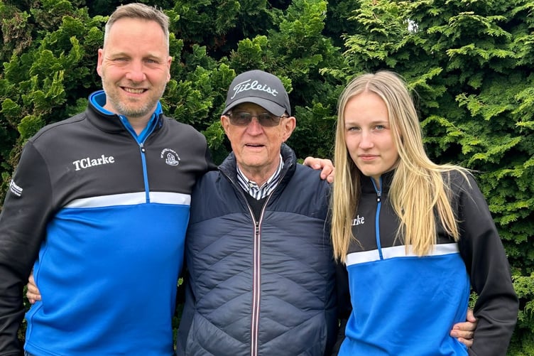 Ross Facey, his father-in-law Keith Napper and daughter Genevieve.