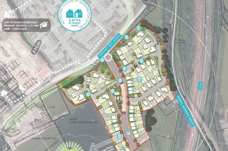 48 new homes on Viaduct Hill in Hayle.