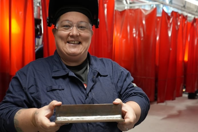 Leanne Semmens, from Hayle, completed the Welding and Fabrication Skills Bootcamp - as a teenager, she struggled with traditional education and has since worked various jobs
