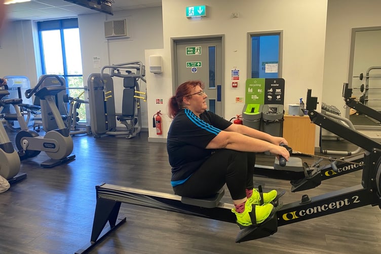 Joanne Knight using the equipment at Saltash Leisure Centre