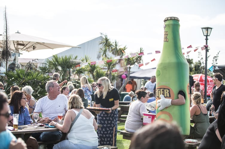 The Bowgie Inn beer garden full with people enjoying the Ale Festival