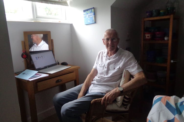 Brian at his desk at home in Liskeard, where most of his research is done