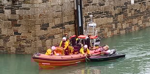 Lifeboat rescues three people onboard a jet ski at Watergate Bay 
