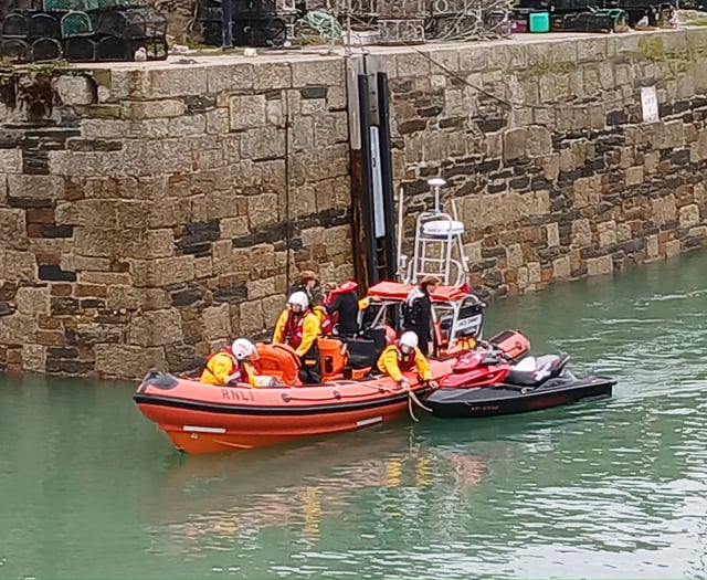Lifeboat rescues three people onboard a jet ski at Watergate Bay 