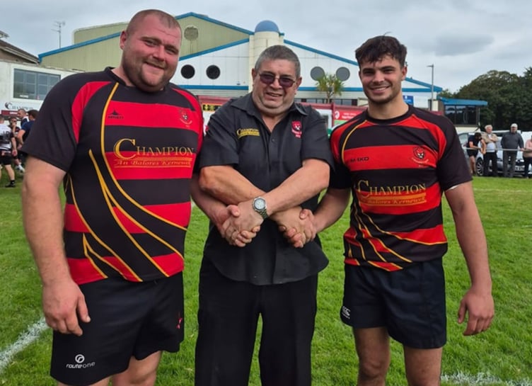 Joint vice-captain Mike Prowse (left) and winger Alex Kendall were voted joint man of the matches for Liskeard-Looe. Picture: Liskeard-Looe RFC