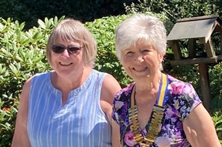 Outgoing president Val Pascoe (left) and incoming president Pat Bryar at the handover.