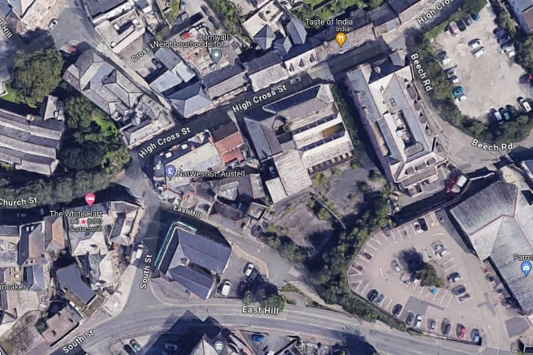 The apartments would be built in High Cross Street in St Austell. Picture: Cornwall Council planning application/Google
