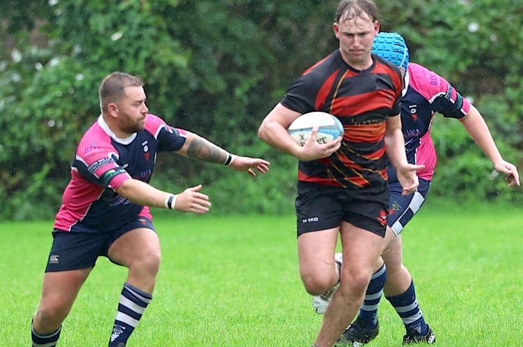 Liskeard-Looe flanker Cian Goldsmith looks to get into full stride. Picture: Glen Rogers