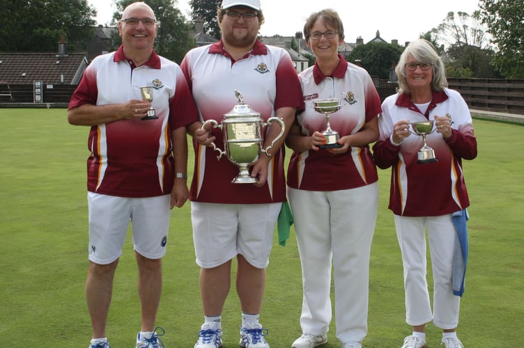 The Albert Davy winner and runner-up along with the Albert Davy Plate winner and runner-up. Picture: Liskeard Bowling Club