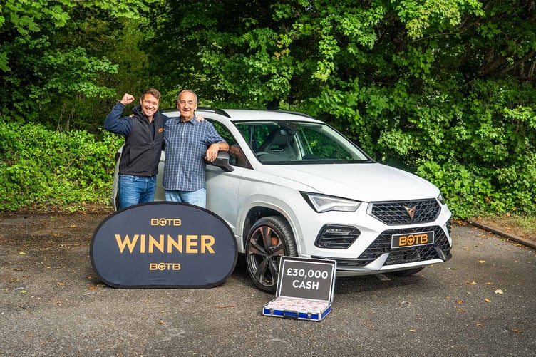 BOTB presenter Christian Williams presents Glyn Shrubb with his car.