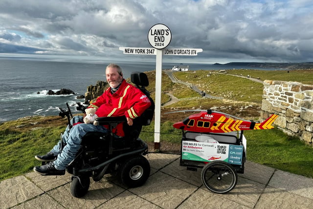 Steven reaches Land's End in his electric wheelchair