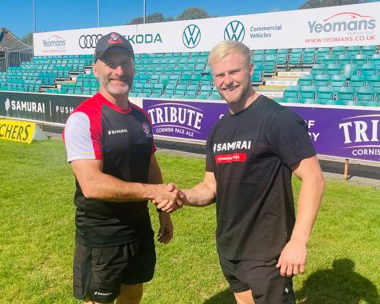 Cornish Pirates joint head coach Gavin Cattle (left), pictured with recent recruit Will Rigelsford, was pleased with their opening night win at Nottingham on Friday. Picture: Phil Westren