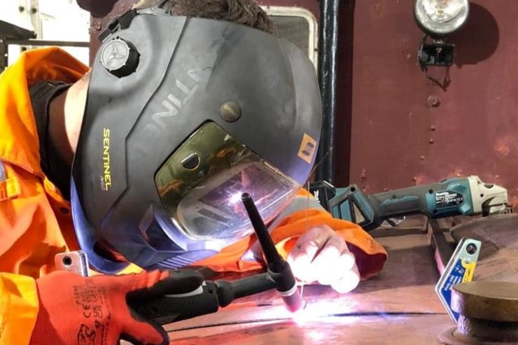 Austen volunteering his new welding skills on MPower Kernow’s latest engineering project.