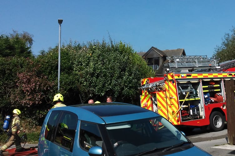 Firefighters extinguished the blaze at the bottom of Carne Hill in Trewoon on Thursday lunchtime.