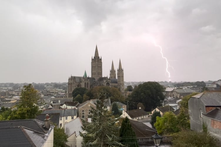 Truro Cathedral in the thunderstorm by Esme Page