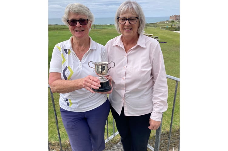 Alpha Cup winner Bridie Jones (left) with Newquay's lady captain, Sue Phillips.