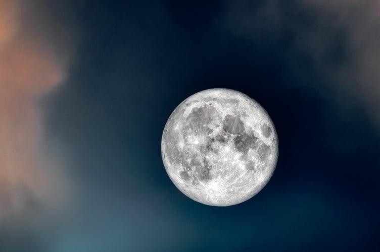 The moon in the night sky